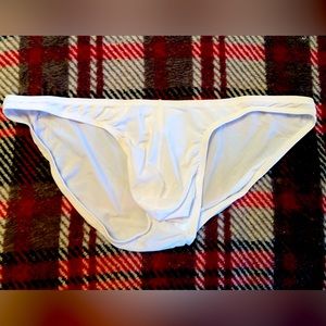 Mens Avidlove White Bikini Briefs 87% Nylon, Asian XL and Medium American